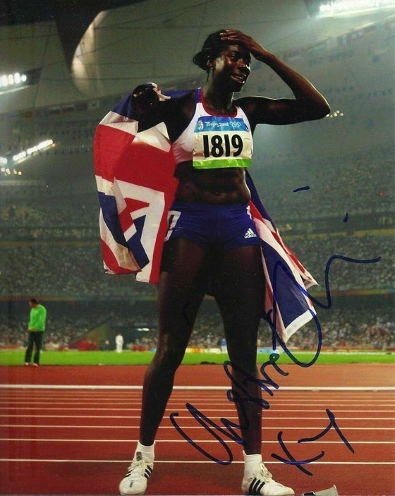 Christine Ohuruogu SIGNED 10X8 Photo BEIJING 2008 OLYMPICS AFTAL COA (C)