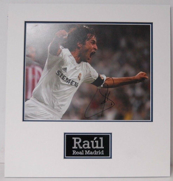 Raul Signed 14X11 Photo Real Madrid Mounted Photo Display AFTAL COA (C)