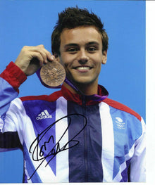  Tom Daley Genuine Hand Signed Autograph In Person 10x8 Photo London 2012 (A)