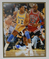 Magic Johnson SIGNED 14X11 PHOTO Mounted Display Los Angeles Lakers AFTAL COA