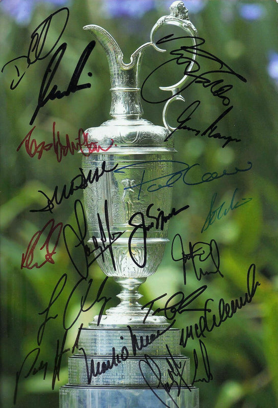 Open Claret Jug 12X8 Signed Photo Signed By 17 Nicklaus Player AFTAL COA (3089)