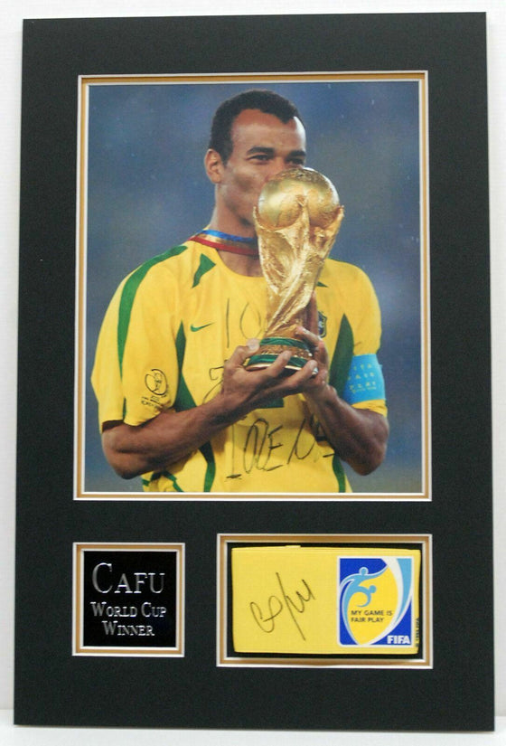 CAFU Genuine Hand Signed Photo Mount Display BRAZIL WORLD CUP WINNER AFTAL COA