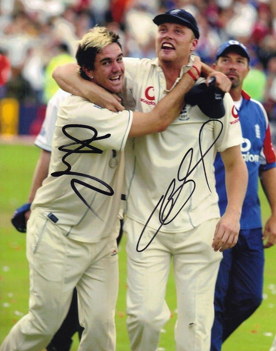 Andrew Flintoff & Kevin Pietersen Signed 10X8 Photo Ashes 2005 AFTAL COA (2536)