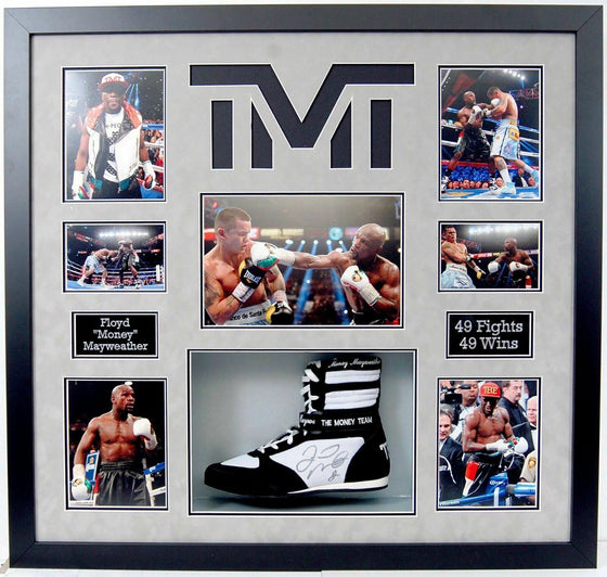 Floyd Mayweather Signed & FRAMED TMT Black Boxing Boot EXACT Proof AFTAL