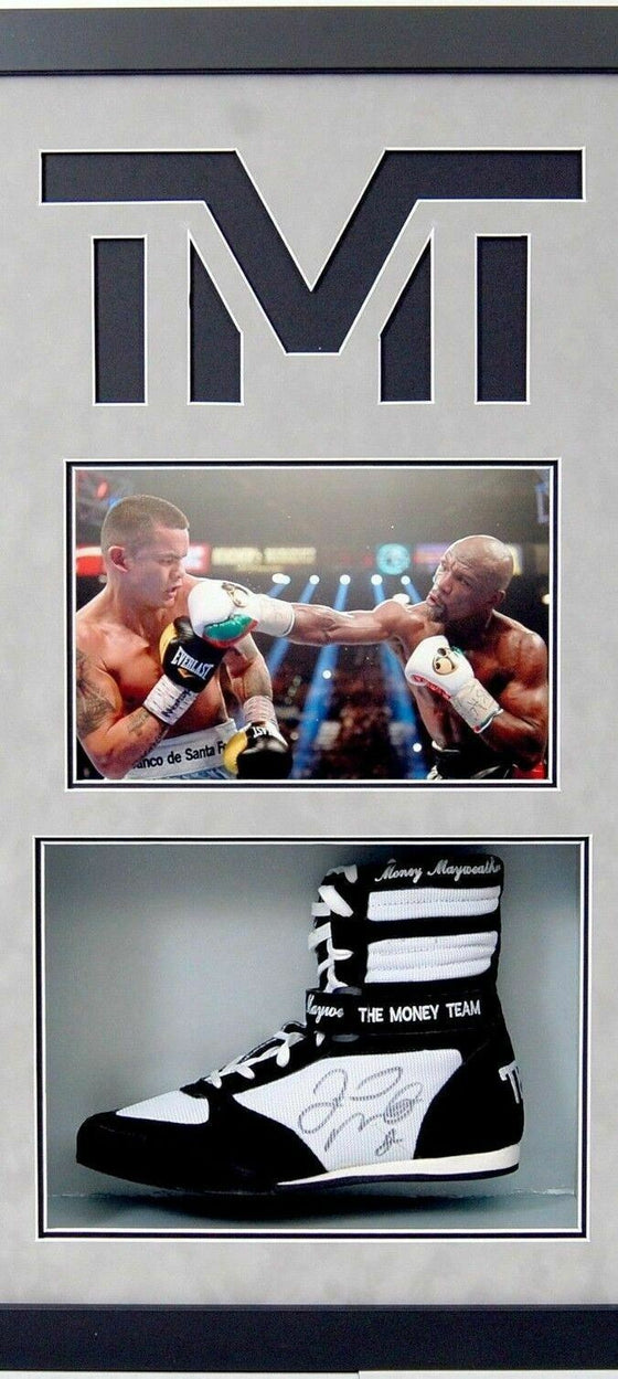 Floyd Mayweather Signed & FRAMED TMT Black Boxing Boot EXACT Proof AFTAL