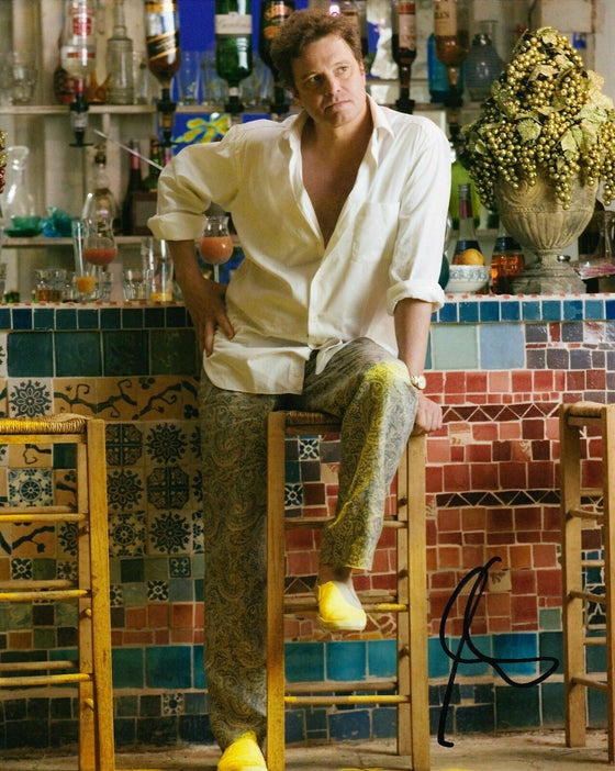Colin Firth Signed 10X8 PHOTO Mamma Mia AFTAL COA (5246)
