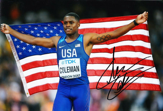 Christian Coleman Signed 12X8 Photo American Athlete AFTAL COA (A1)