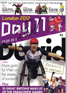  DAVID WEIR GENUINE HAND SIGNED PARALYMPIC PROGRAMME LONDON 2012