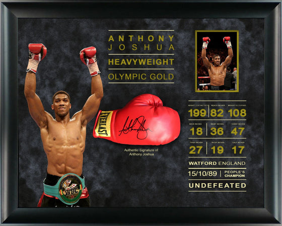 Anthony Joshua FRAMED GENUINE HAND SIGNED Boxing Glove WIth Proof AFTAL COA (A)