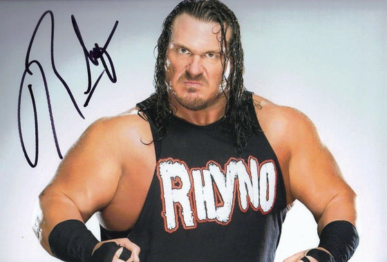 RHYNO Signed 12X8 Photo WWE ECW WWF Genuine Signature AFTAL COA (7127)