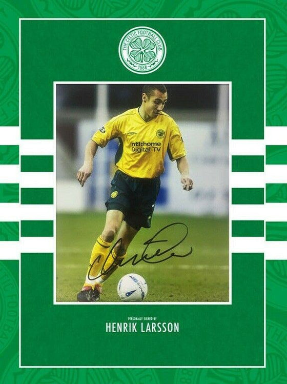 Henrik Larsson Signed & FRAMED 10X8 Photo Celtic F.C. AFTAL COA (G)