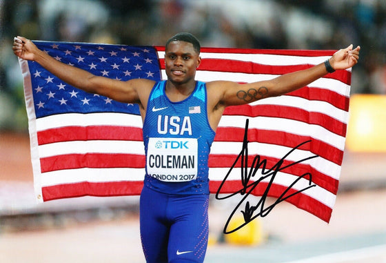 Christian Coleman Signed 12X8 Photo American Athlete AFTAL COA (A2)