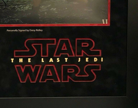 Daisy Ridley Signed STAR WARS THE LAST JEDI 18X12 Framed Photo Rey AFTAL COA