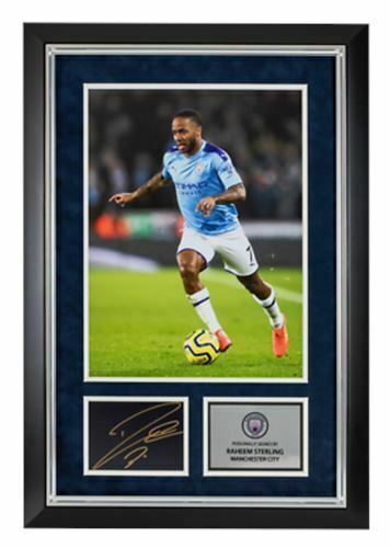 Raheem Sterling Signed & FRAMED Photo Mount England & Manchester City AFTAL COA