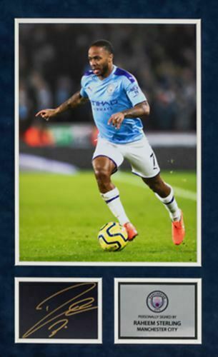 Raheem Sterling Signed & FRAMED Photo Mount England & Manchester City AFTAL COA