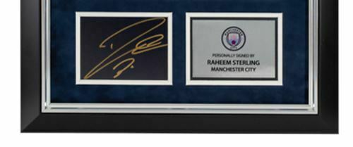 Raheem Sterling Signed & FRAMED Photo Mount England & Manchester City AFTAL COA