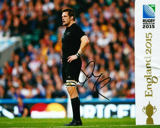 Richie McCAW Signed 10X8 Photo ALL BLACKS 2015 RUGBY WORLD CUP AFTAL COA (2365)