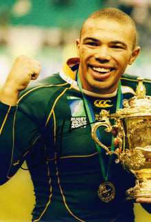  Bryan Habana Signed 12X8 Photo SPRINGBOKS South Africa AFTAL Certificate COA (B)