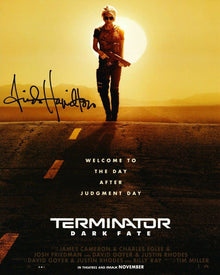  Linda Hamilton Signed 10X8 Photo Terminator DARK FATE AFTAL COA (F)