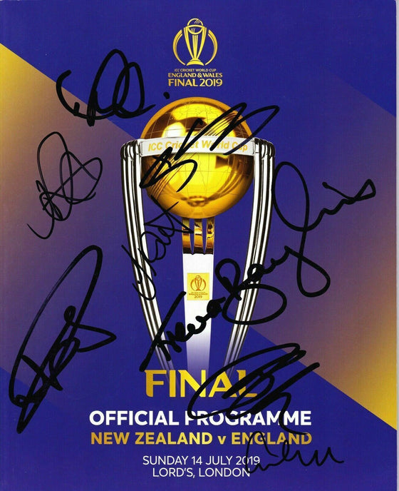 England 2019 World Cup FINAL Programme CRICKET SIGNED By 8 Players AFTAL COA (C)