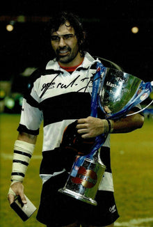  Victor Matfield Signed 12X8 Photo Barbarians South Africa AFTAL COA (2200)