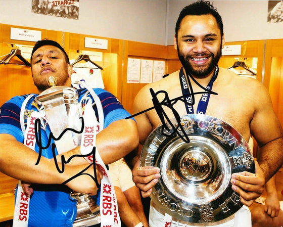 Billy Vunipola & Mako Vunipola Signed 10X8 Photo ENGLAND RUGBY AFTAL COA (2350)