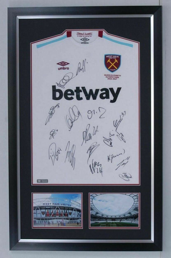 West Ham United F.C. Signed & Framed Home JERSEY Inc Andy Carroll AFTAL COA (G)