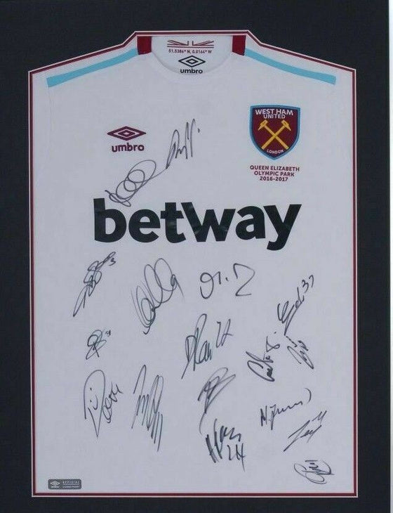 West Ham United F.C. Signed & Framed Home JERSEY Inc Andy Carroll AFTAL COA (G)