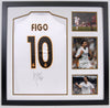 Luis Figo Signed Real Madrid Shirt FRAMED AUTOGRAPH GENUINE AFTAL COA (B)
