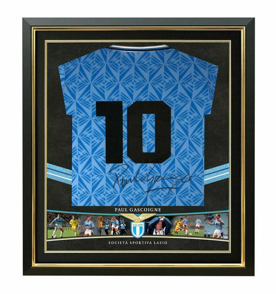 Paul Gascoigne Signed Lazio Shirt WITH PROOF Very RARE Shirt AFTAL COA (FTO)