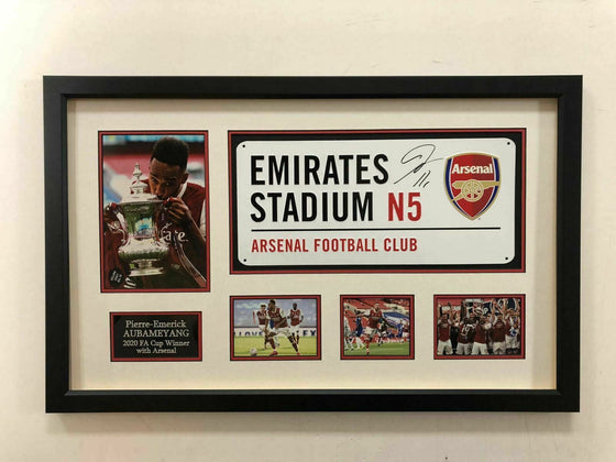 Pierre-Emerick Aubameyang SIGNED & FRAMED Arsenal F.C. Street Sign AFTAL COA (A)