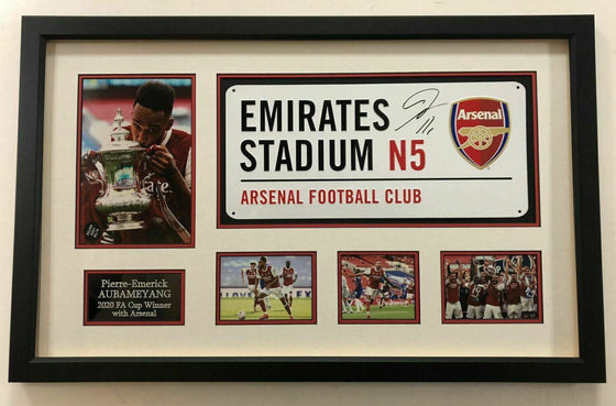 Pierre-Emerick Aubameyang SIGNED & FRAMED Arsenal F.C. Street Sign AFTAL COA (A)