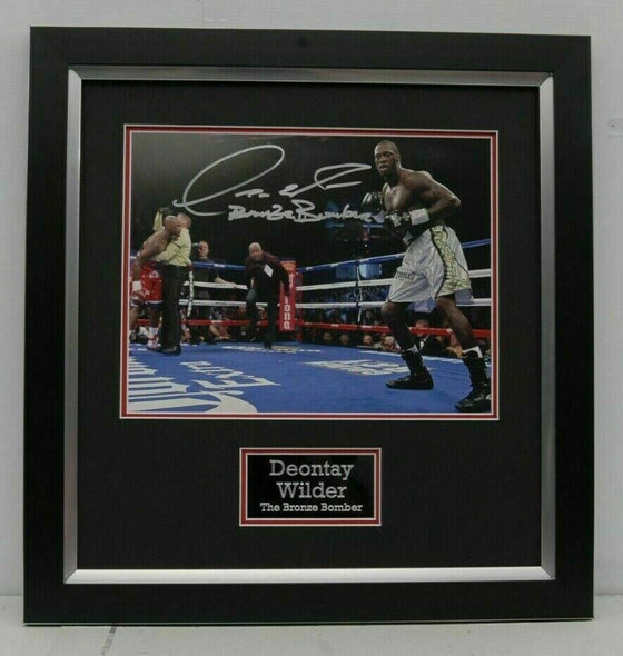 Deontay Wilder SIGNED & FRAMED 14X11 PHOTO MOUNTED DISPLAY Genuine AFTAL COA (A)