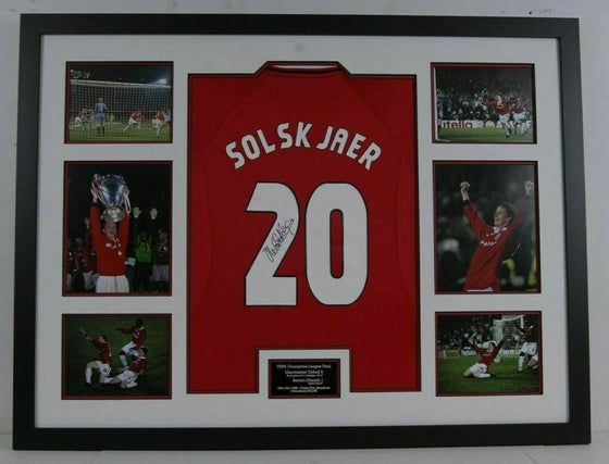 Ole Gunnar Solskjaer Signed & FRAMED Jersey Manchester United F.C. AFTAL COA (A)