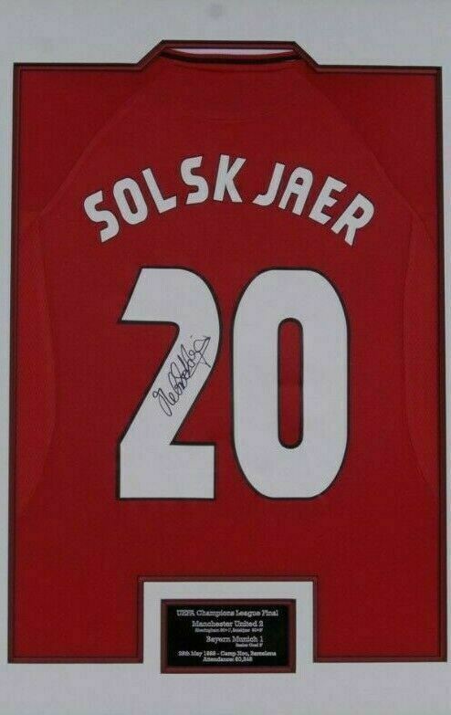 Ole Gunnar Solskjaer Signed & FRAMED Jersey Manchester United F.C. AFTAL COA (A)