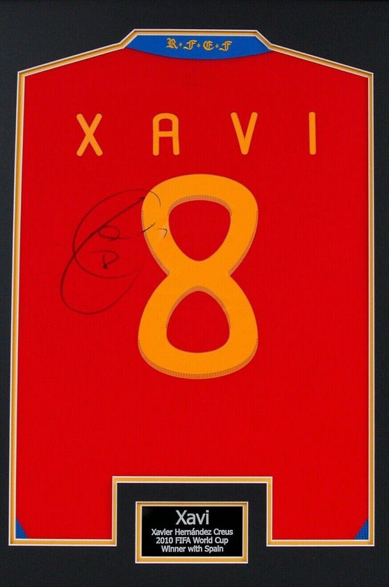 Xavi Signed & Framed Spain Shirt 2010 World Cup Genuine Signature AFTAL COA