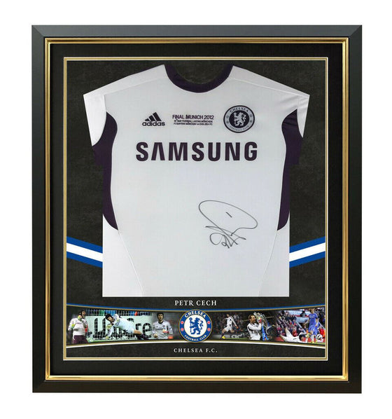 Petr Cech Signed & Framed Chelsea SHIRT Munich 2012 AFTAL COA (B)