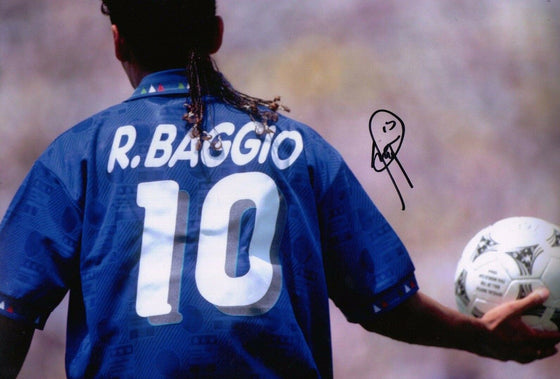 Roberto Baggio Signed 12X8 ITALIA 94 AMAZING PROOF AFTAL COA (9130)