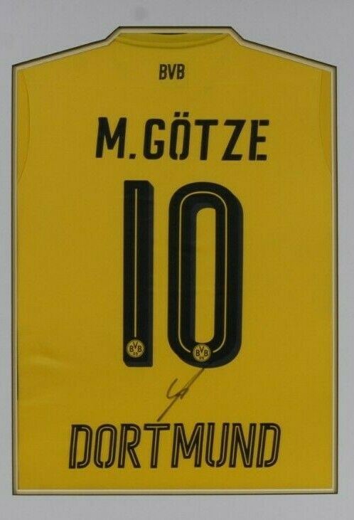 Mario GOTZE Signed & Framed Borussia Dortmund Jersey AFTAL COA