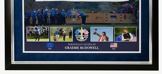 Greame McDowell SIGNED & Framed 2010 Ryder Cup PIN FLAG AFTAL COA