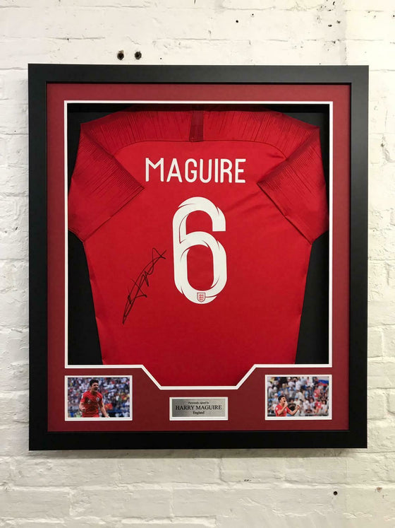 Harry Maguire Signed & Framed ENGLAND Shirt 2018 WORLD CUP AFTAL COA (B)