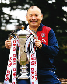 Eddie Jones Signed 10X8 Photo England RUGBY Coach SIX NATIONS AFTAL COA (H)