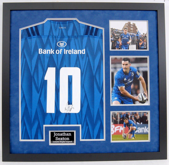 Jonathan Sexton Signed & Framed Leinster Rugby Shirt Ireland Legend AFTAL COA