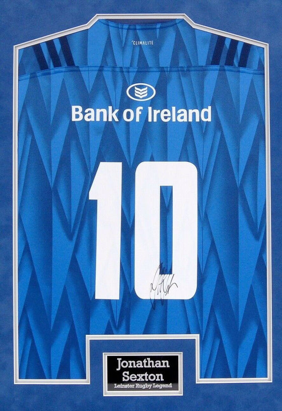 Jonathan Sexton Signed & Framed Leinster Rugby Shirt Ireland Legend AFTAL COA