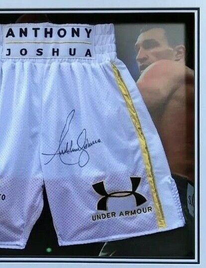 Anthony Joshua Signed & Framed Boxing Trunk RARE LIMITED EDITION PROOF AFTAL COA