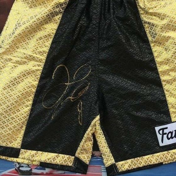 Floyd Mayweather Jnr FRAMED & GENUINE HAND SIGNED Boxing Trunks Proof AFTAL COA