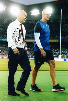  Eddie Jones Signed 12X8 Photo England RUGBY Coach AFTAL COA (G)