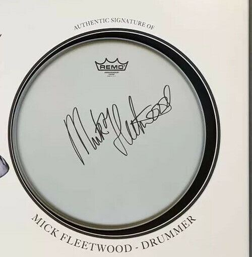 Mick Fleetwood Signed DrumSkin Fleetwood Mac Display AFTAL COA (B)