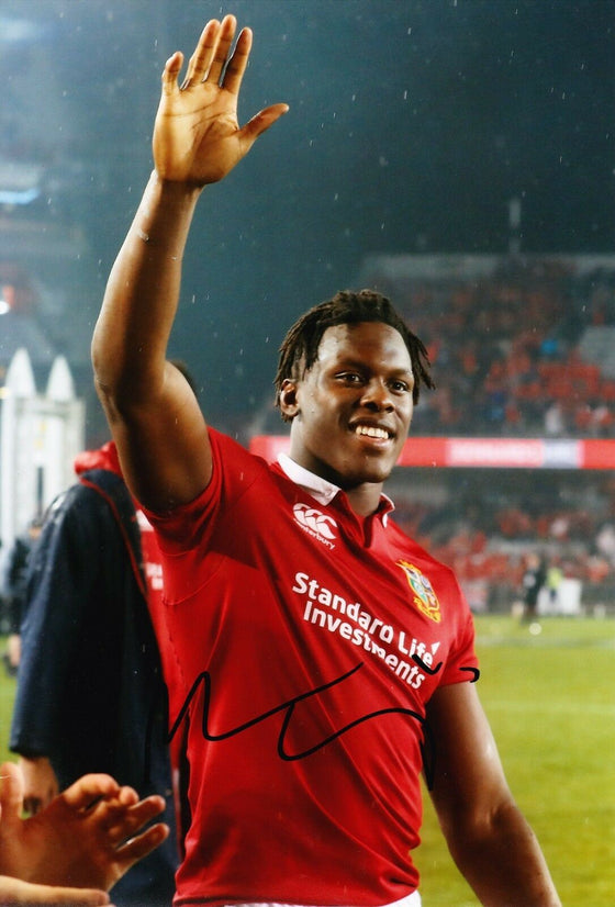 Maro Itoje Signed 12X8 England SARACENS & LIONS RUGBY PLAYER AFTAL COA (2120)