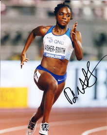  Dina Asher-Smith SIGNED 10X8 PHOTO World Championships DOHA AFTAL COA (I)